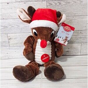 Rudolph the Red-Nosed Reindeer Plush Stuffed Squeaky Dog Toy S/M